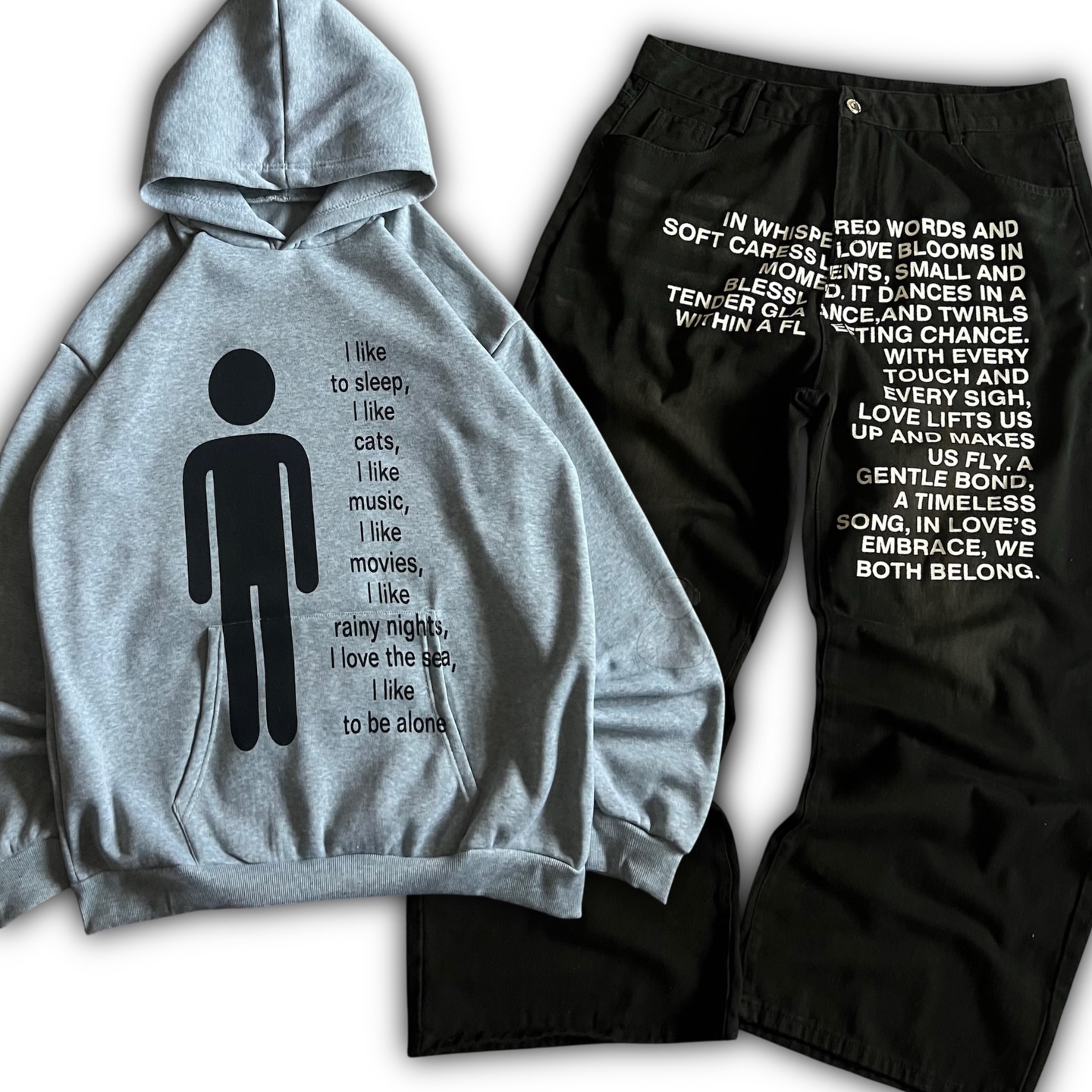 Women'S Fashion Hoodie - Jeans con Motivi Letterari Stile Americano
