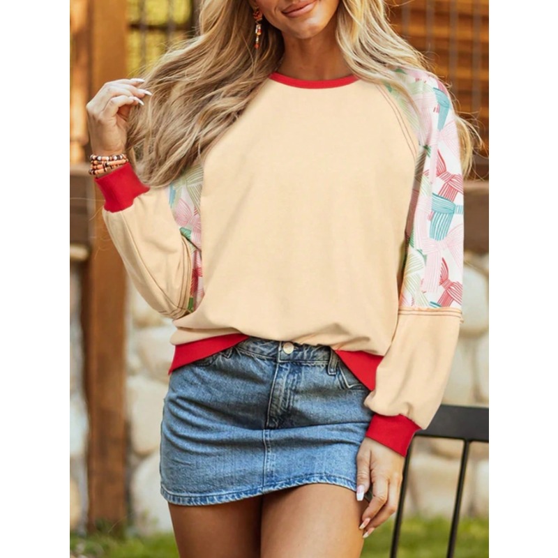 Women'S Fashion Hoodie - Felpa casual a maniche lunghe patchwork