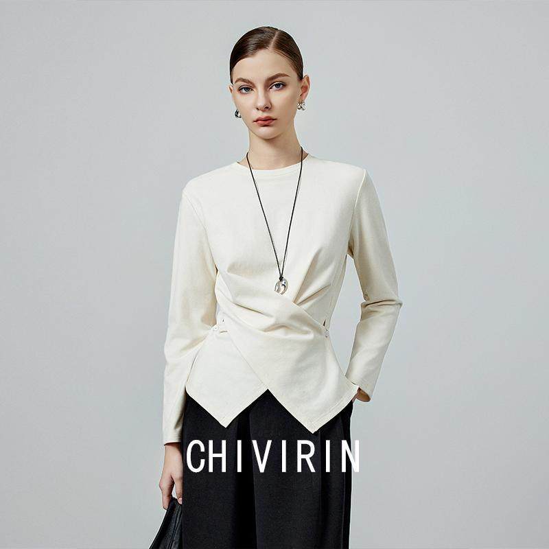 Women Fashion Designer - Nuova T-shirt Casual a Girocollo Tinta