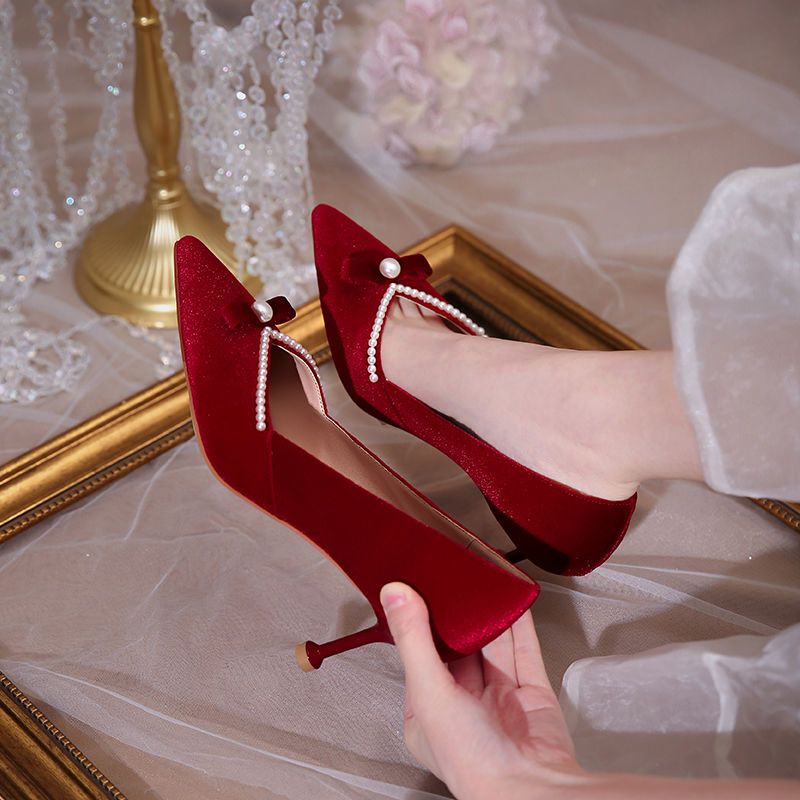 Women'S Fashion Quick Delivery - Décolleté da donna con perle rosse