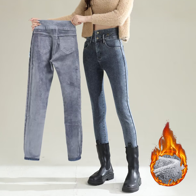 Women'S Fashion Trousers - Jeans invernali a gamba dritta termica