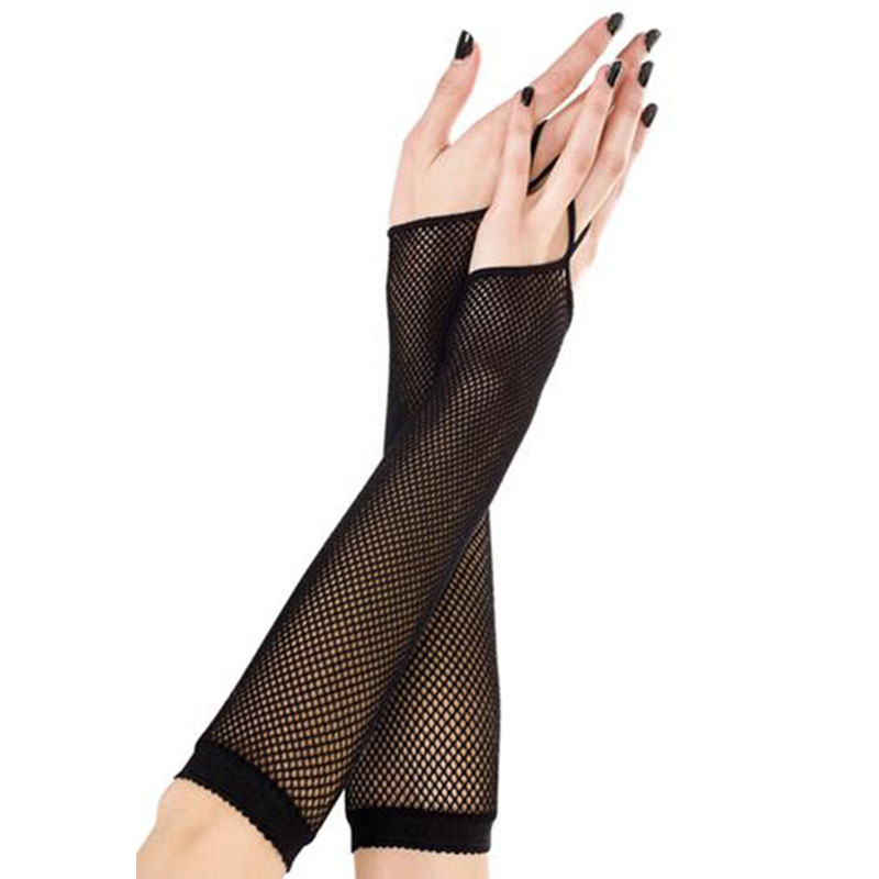 Women'S Fashion Gloves - Guanti lunghi a rete neri da