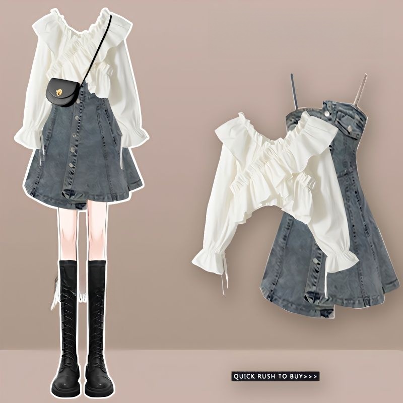 Women Fashion Jeans Top - Set di jeans slim fit per