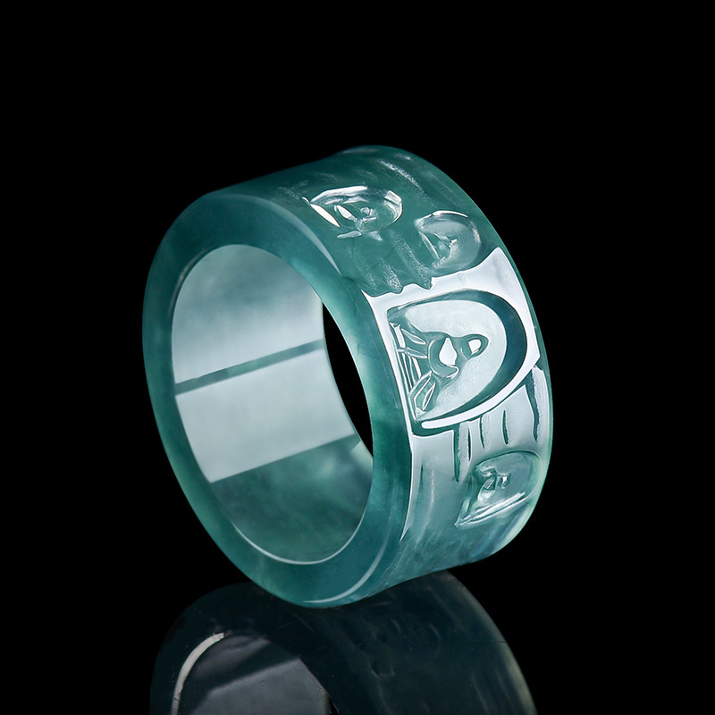 Women Fashion Rings - Anello Buddha in Giadeite Naturale Birmana,